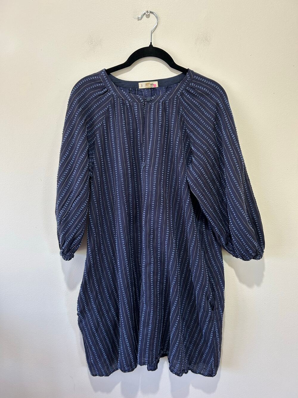 Lemlem cover up dress size S blue textured cotton resort